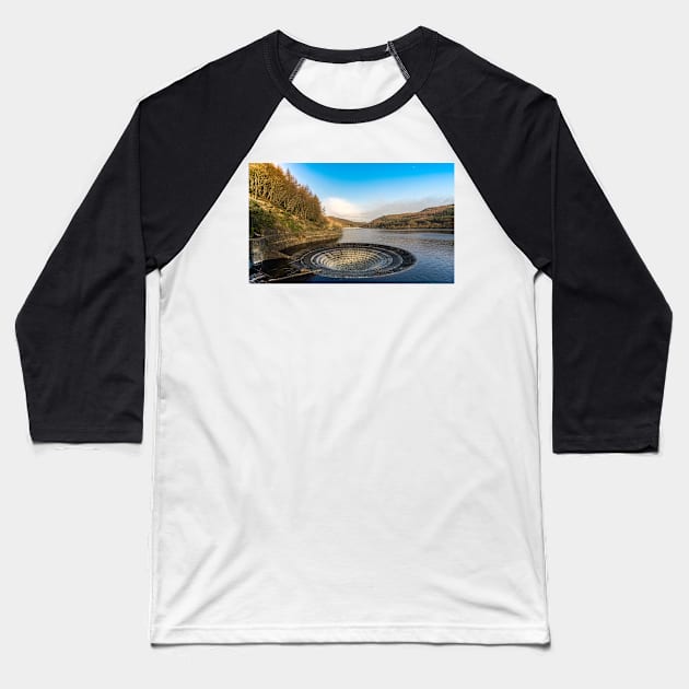 Overflow at Ladybower reservoir, Bamford, Derbyshire,UK Baseball T-Shirt by Itsgrimupnorth